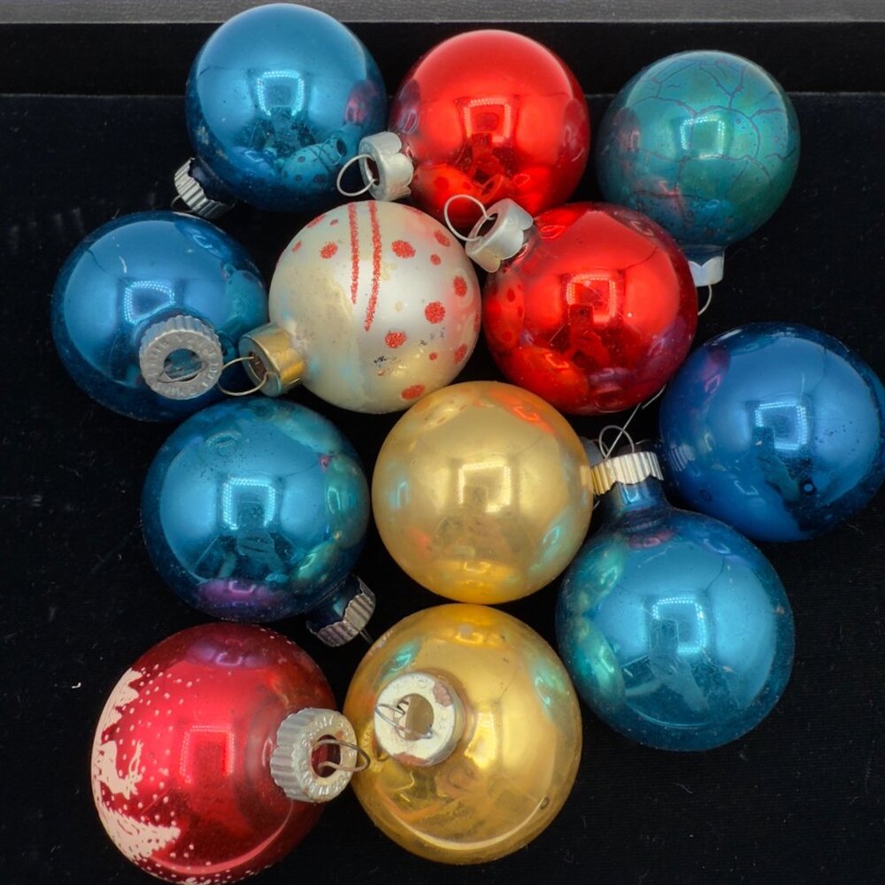 Vintage Mercury Glass Christmas Ornaments Shiny Bright Rauch Made in USA Small